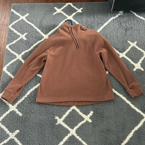 Old Navy Brown Funnel Neck Fleece Hooded Sweatshirt - Picture 1 of 5